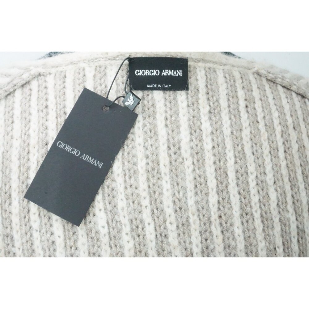 Giorgio Armani Black Label Beige 100% Cashmere Zip Up Sweater Sz 48 NEW - Picture 6 of 7